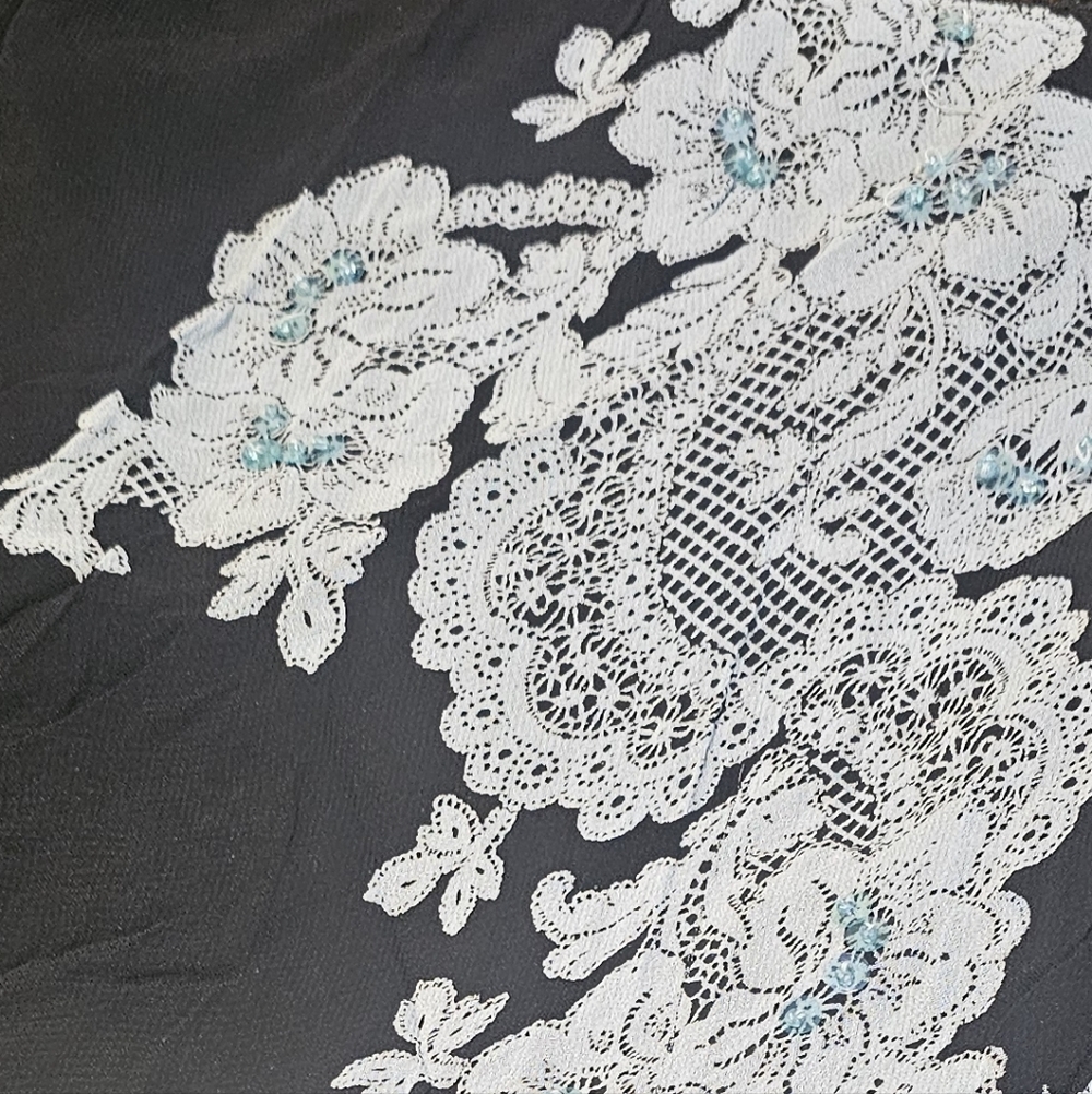 Dress Barn Vintage Lace/Fringe/Beaded Midi Skirt - Picture 5 of 6